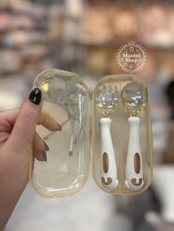 قاشق چنگال سیلیکونی کرم