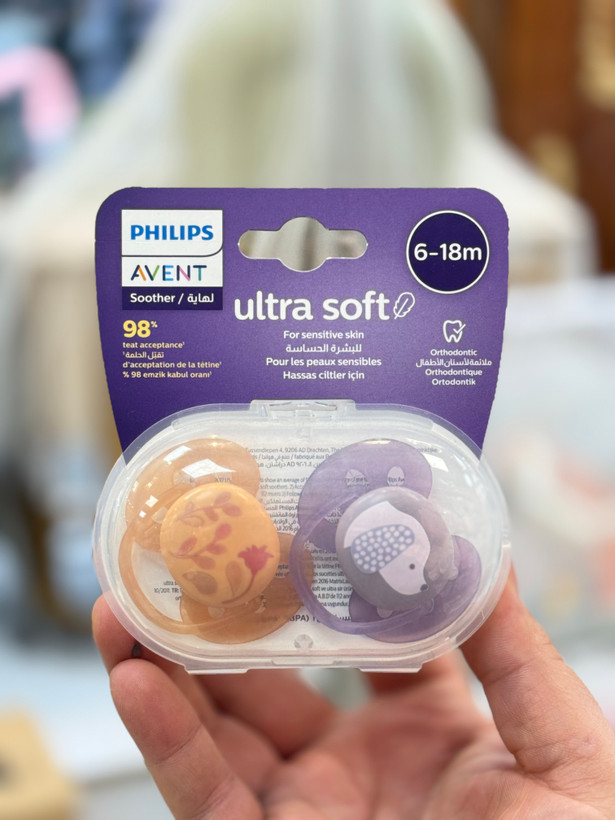 پستانک 18-6 ماه فیلیپس اونت مدل اولترا سافت طرح سگ PHILIPS AVENT