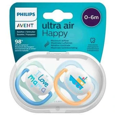 پستونک دوعددی برند اونت مدل التراایر Philips Avent سایز ۶-۰ - سیسمونی مانینی شاپ