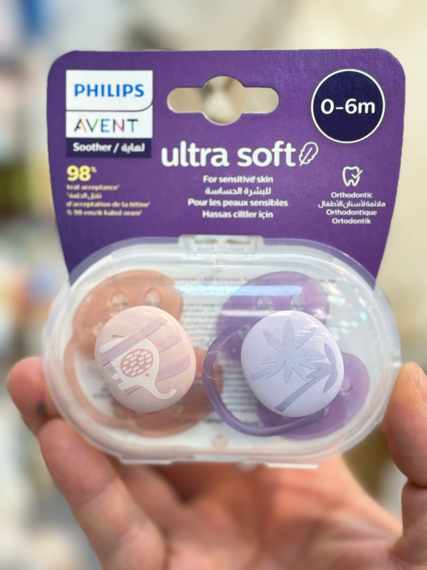 پستانک 6-0 ماه فیلیپس اونت مدل اولترا سافت طرح نخل و فیل PHILIPS AVENT