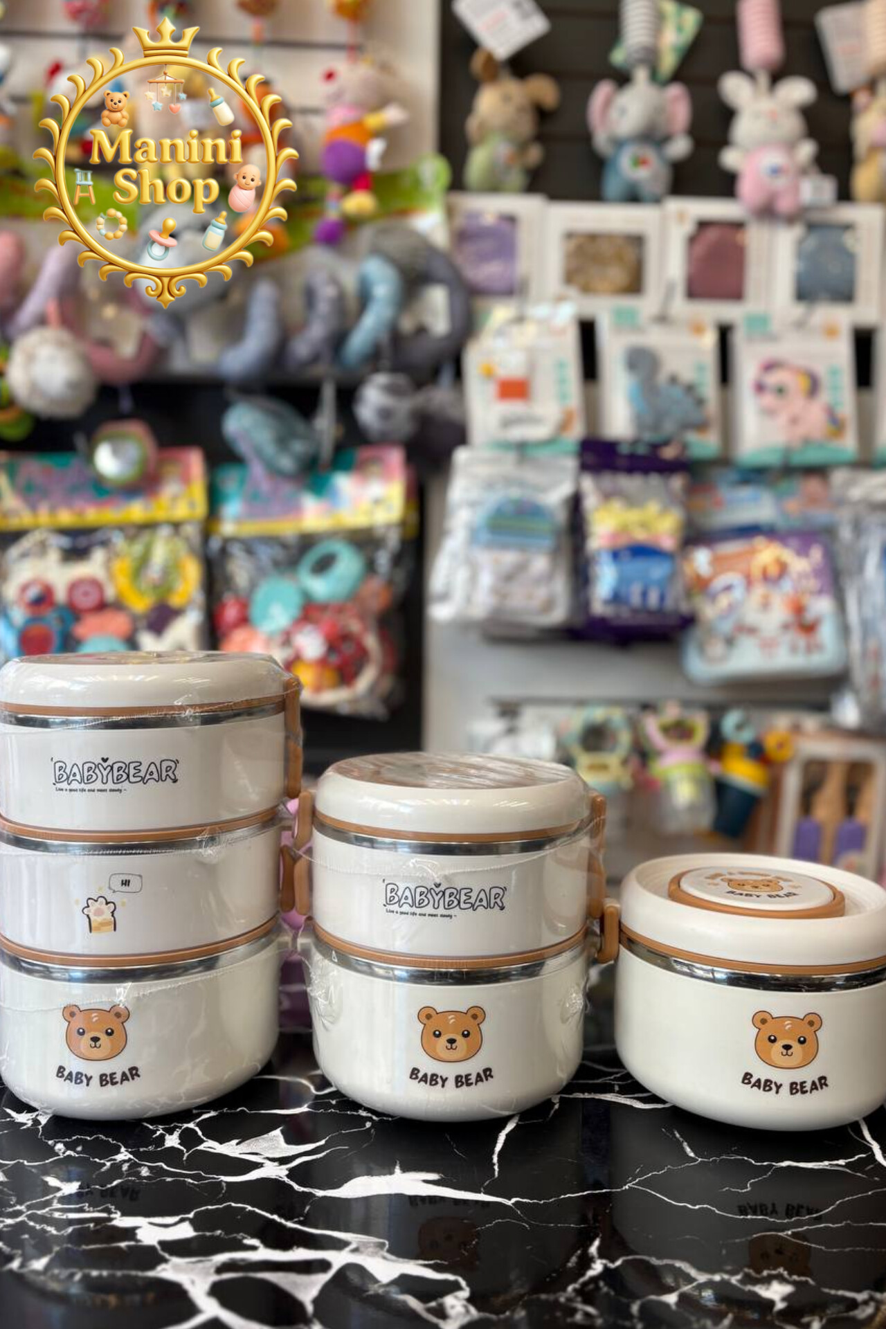 ظرف غذای تدی سفید BABY BEAR یک طبقه