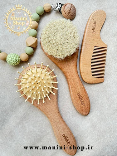 شانه برس چوبی 3 تکه دکتر براونز Dr Brown’s