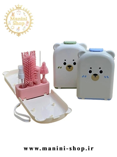 ست شیشهشور سیلیکونی آبچکان دار پرتابلی طرح خرس