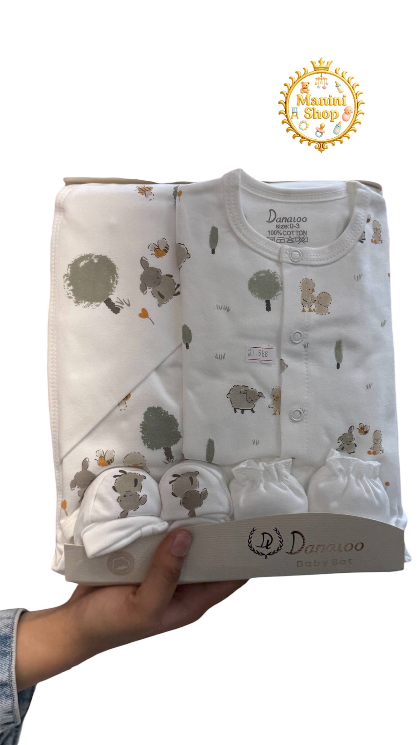 ست ۷ تکه بیمارستانی نوزاد دانالو ۰ تا ۳ ماه، ۱۰۰٪ نخ پنبه و ضد حساسیت