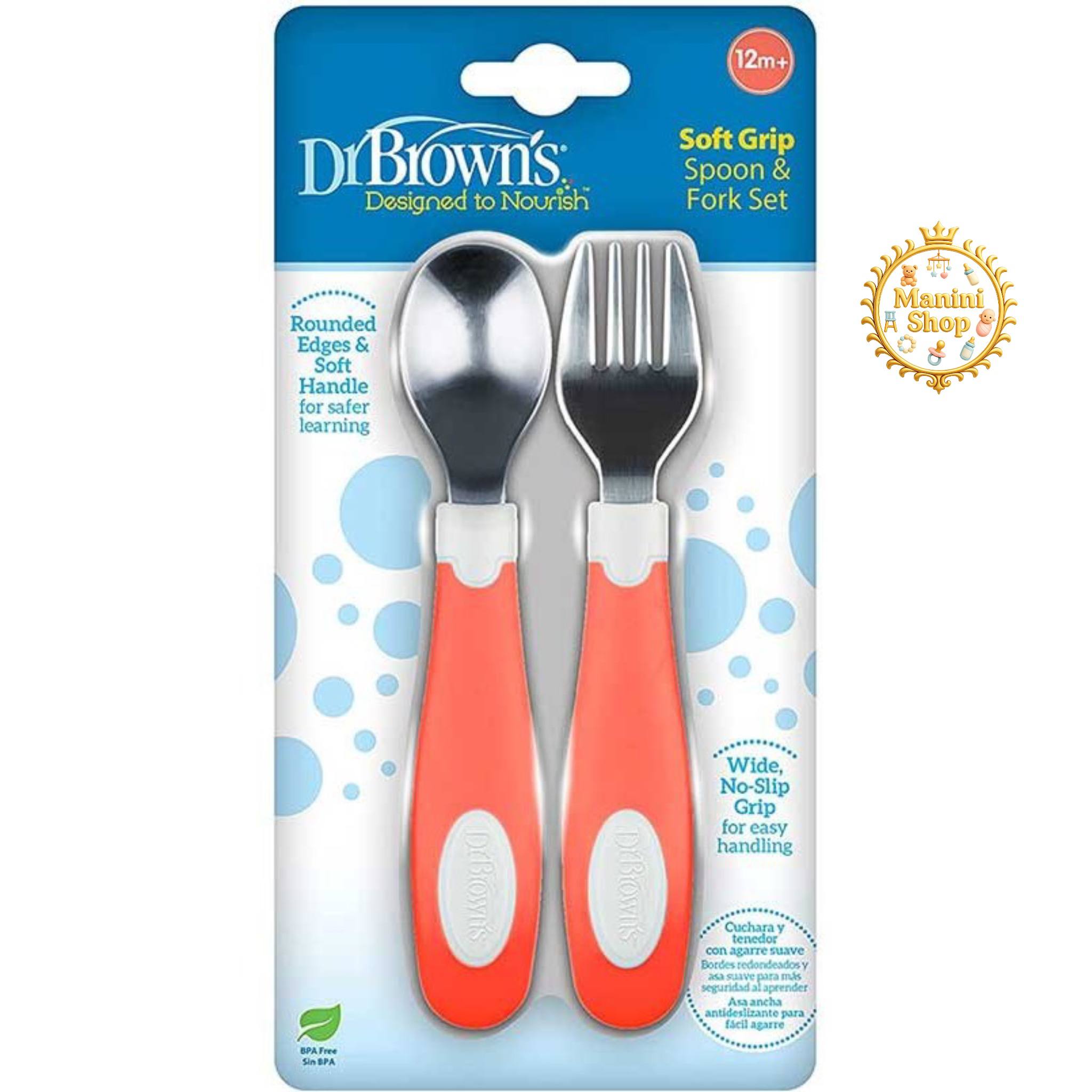 ست قاشق و چنگال کودک دکتر براون Dr Brown’s نارنجی