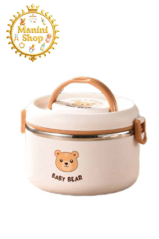 ظرف غذای تدی سفید BABY BEAR یک طبقه