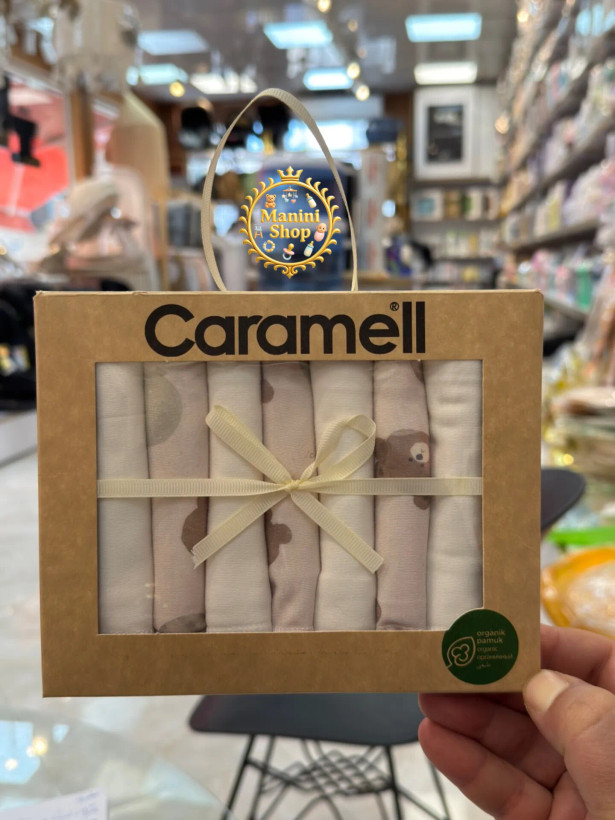 دستمال دست و صورت 7 عددی ارگانیک کارامل Caramell