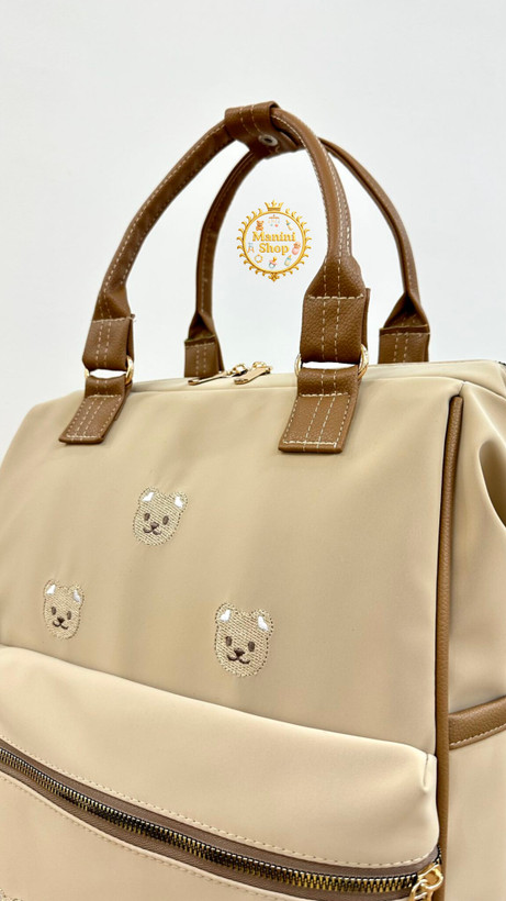 ساک لوازم نوزاد 3 کاره طرح تدی گلدوزی آرینابگ Arina Bag مانی نی شاپ