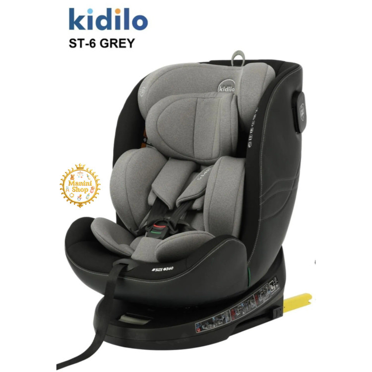 صندلی ماشین کیدیلو (Kidilo) مدل ST-6 چرخش ۳۶۰ درجه ایزوفیکس دار مشکی طوسی