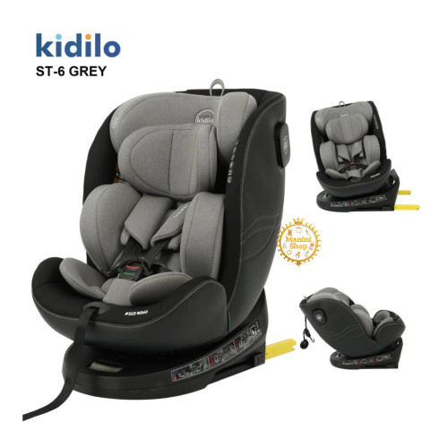 صندلی ماشین کیدیلو (Kidilo) مدل ST-6 چرخش ۳۶۰ درجه ایزوفیکس دار مشکی طوسی