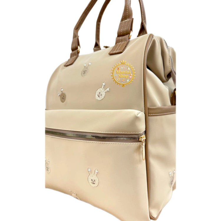 ساک لوازم نوزاد 3 کاره طرح خرگوش گلدوزی آرینابگ Arina Bag مانی نی شاپ