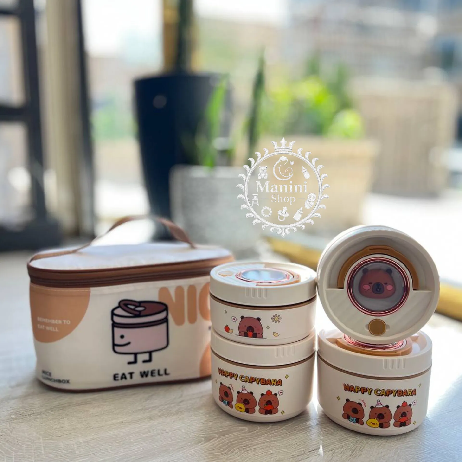 فلاکس غذای4 طبقهطرح تدی رنگ کرم مانی نی شاپ