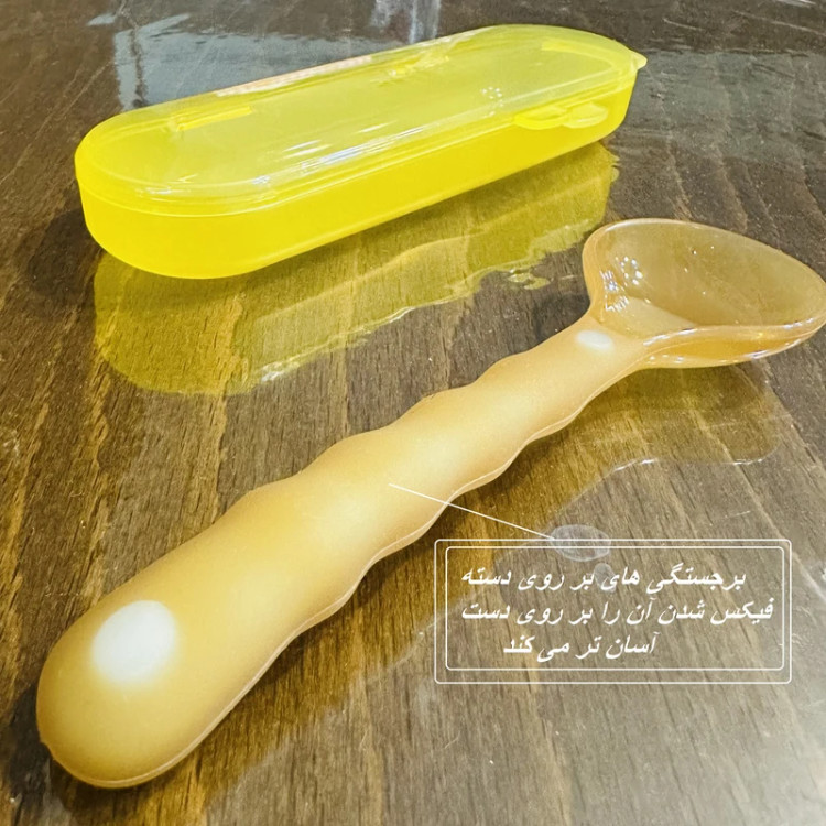قاشق تکی سر بزرگ سیلیکونی | همراه با قاب محافظ | مناسب ۰ تا ۶ ماه