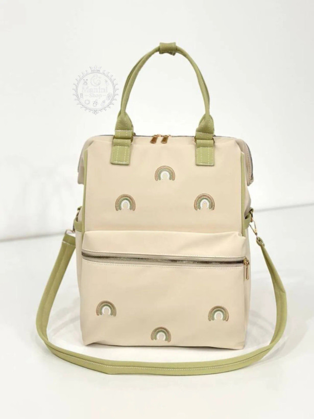 ساک لوازم نوزاد 3 کاره طرح رنگین کمان گلدوزی آرینابگ Arina Bag مانی نی شاپ
